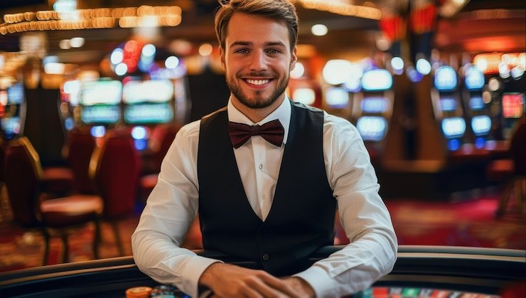 Antarmuka taruhan Texas Hold'em Bonus yang menunjukkan tombol call, raise, dan fold